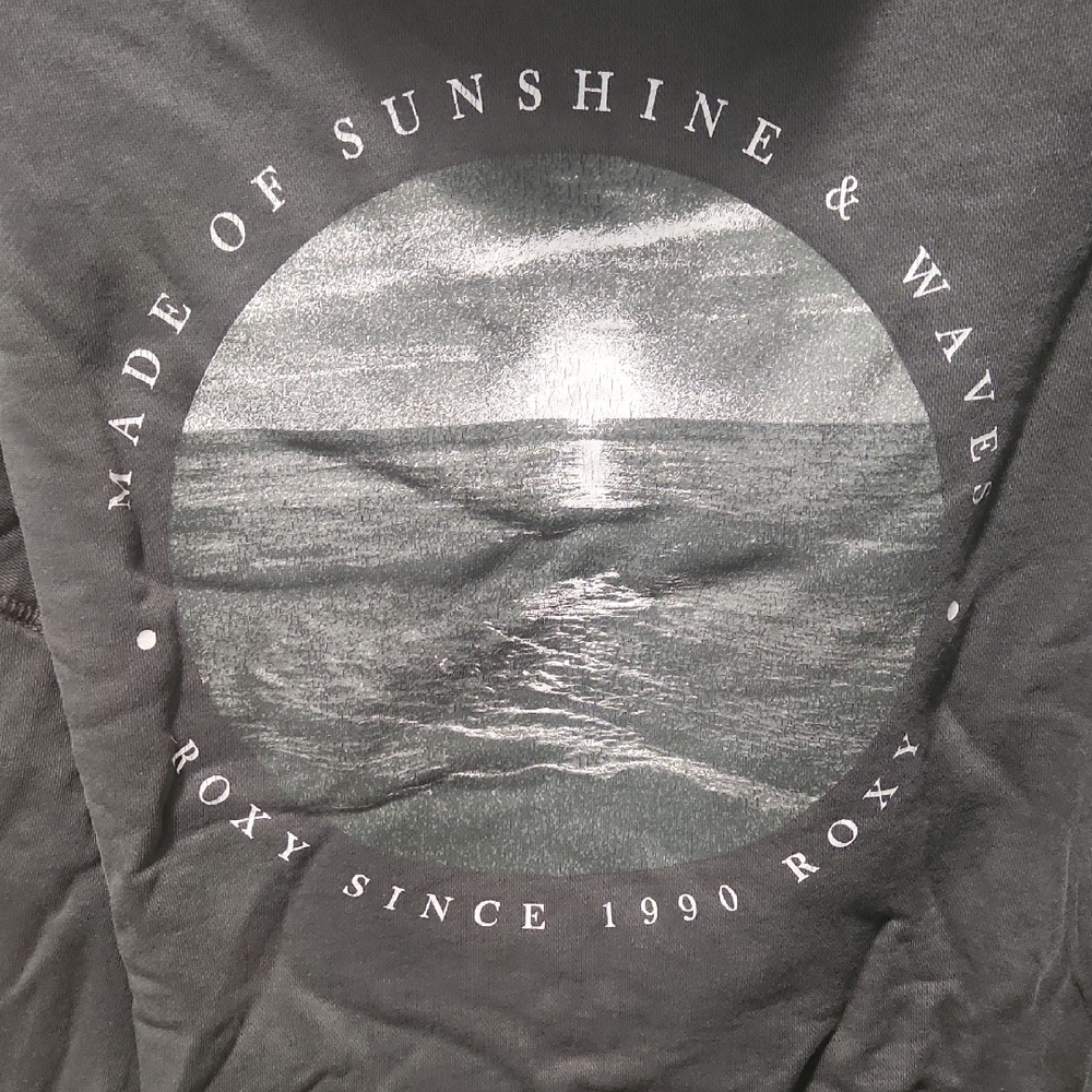Roxy Charcoal Gray Ocean Cropped Sweatshirt - LIKE NEW
